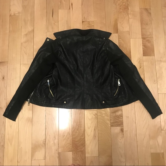 River Island Vegan Faux Leather Black Moto Jacket - Picture 7 of 8